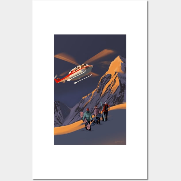 Heliski Sunrise Scenic winterports Wall Art by SFDesignstudio